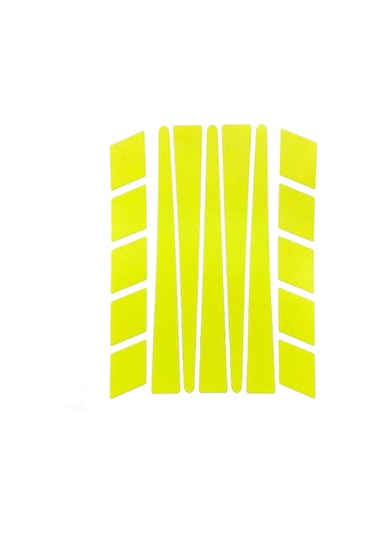 Şerit Tasarımlı Floresan Sarı Motosiklet Kask Sticker Çınar Extreme