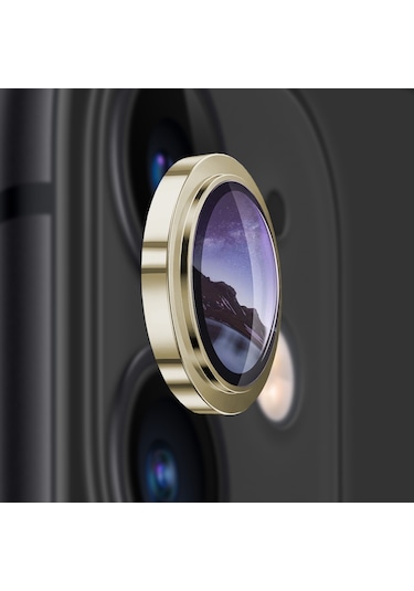 Buff Apple Uyumlu iPhone 11 / 12 / 12 Mini Kamera Metal Lens Koruyucu Gold