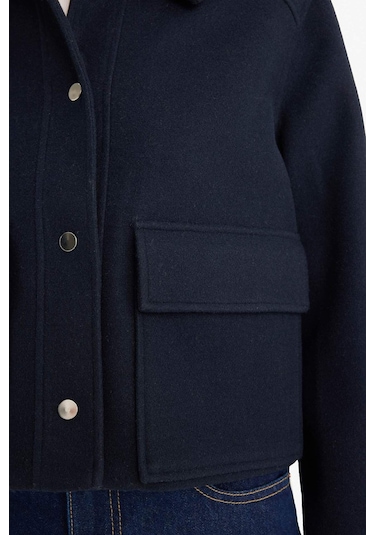 Defacto Regular Fit Polo Yaka Düğmeli Kaşe Mont E8628ax25aunv250 Lacivert