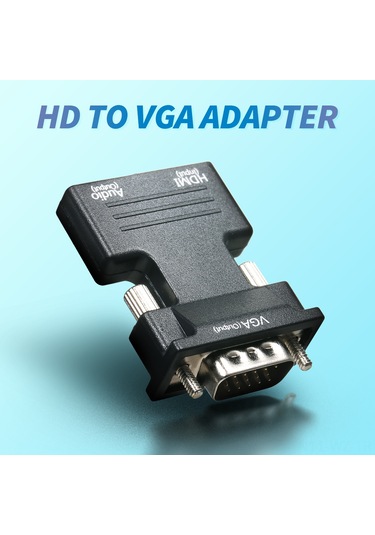 Wezone Hdmı'den Vga'ya Dönüştürücü, 1080p Çözünürlük, 3.5mm Ses Portu, Bağımsız Ses Çıkışı, Siyah, Taşınabilir Abs Kasa