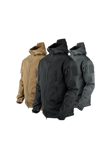 Erkekler İlkbahar Sonbahar Düz Renk Trençkot Kapşonlu Uzun Kollu Cepler Fermuar Pat Rüzgarlık Sıcak Raptiye Bant Tasarım Dağcılık Ceket Haki