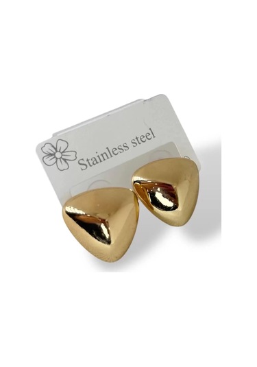 Caş Dekorasyon Altın Renk Çelik Küpe- Çift Altın