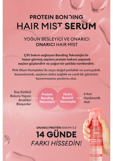 Yoğun Onarıcı Ve Isı Koruyucu Mist Serum Kundal Protein Bonding Hair Mist Serum 150ml Violet Muguet