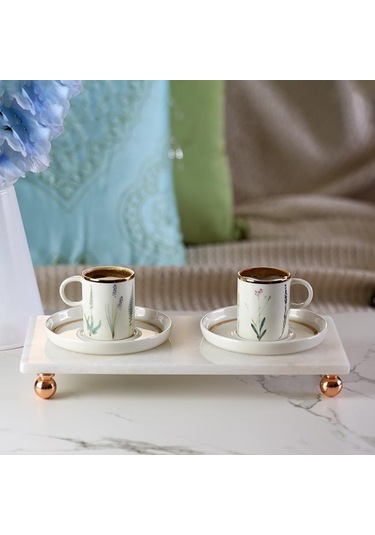 Akayev Mermer Beyaz 30X15 CM Rose Gold Boncuk Ayak Sunumluk