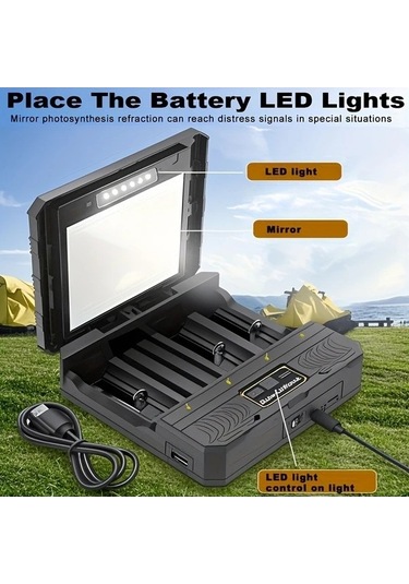 Besthome1 Dream011 1 Adet Usb Portlu Güneş Enerjili Akıllı 18650 Li Ion Pil Şarj Cihazı Taşınabilir Solar Batarya