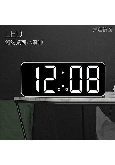 Beyaz Siyah Ayna Led Sayısal Masa Saati - Takvim, Sıcaklık Göstergeli, Gece Işığı, Kolay Kullanım, Dayanıklı Malzeme