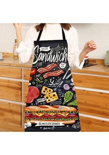 Pişirme Önlüğü Kolsuz Rahat Giyen Net Ve Gerçek Görüntü Yeniden Kullanılabilir Anti-leke Su Geçirmez Polyester Pizza Desenli Mutfak Önlüğü Ev Gereçleri L 3