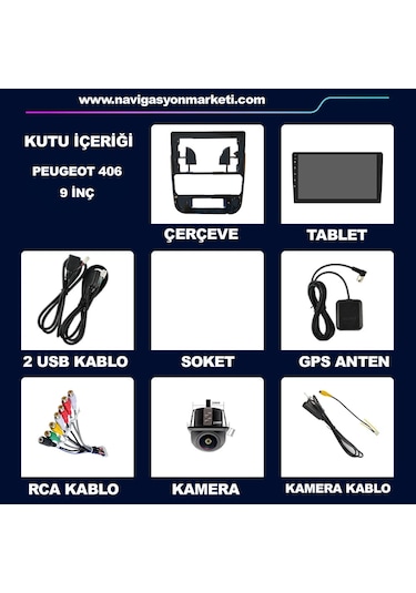 Peugeot 406 Uyumlu 9 İnç 2+32 Gb Multimedya