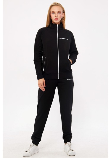 Trendhill Siyah Kadın İki İplik Eşofman Takım Edy5532s Siyah