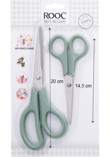 Makri Home 2'li Çok Amaçlı Makas Seti Küçük Boy Yeşil, 14.5 Cm
