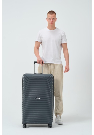 Keo-plus Gri Büyük Boy Silikon Kırılmaz Pp Valiz Gri