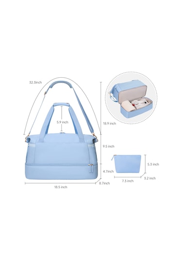 Tenfowee Kadın Spor Çantası - Su Geçirmez, Hava Geçirgen, Çok Amaçlı Seyahat Çantası MAvi