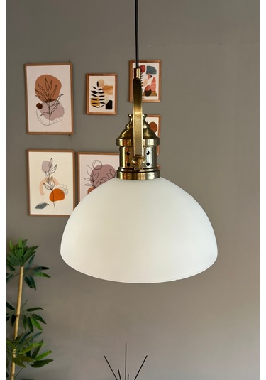 Perry Cam Beyaz Tekli Avize Delikli Eskitme Başlık Retro Sarkıt Lamba Restoran Salon Aydınlatma Beyaz