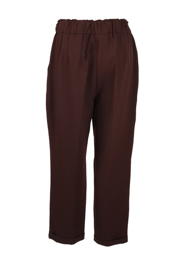 Büyük Beden Elastik Bel Bilek Boy Pantolon Gala-xi Kahverengi