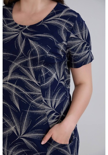 Wearon Kadın Sumru Cepli Kuplu Kısa Kol Lacivert Elbise Lacivert