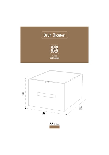 İronika Jüt Kumaş Dolap İçi Organizer Oyuncak Kutusu Eşya Çamaşır Saklama Sepeti Düzenleyici Kutu 3lü Set Kahverengi