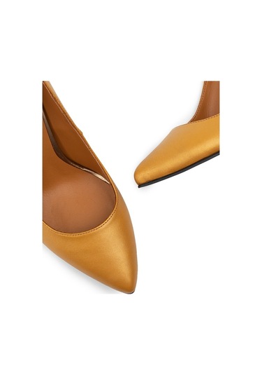 Deery Hakiki Deri Sarı Kadın Stiletto Sarı