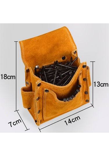 İş Çivisi Cebi Hakiki Deri Kalınlaştırılmış Aşınmaya Dayanıklı Çivi Yükleyici Bel Çantası Kemer Dahil Değildir
