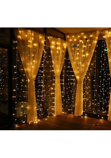 Kenpazar 3x3 Perde Led 300 Adet Ledli Gün Işığı 8 Mod Eklemeli Pl-10 Çok Renkli