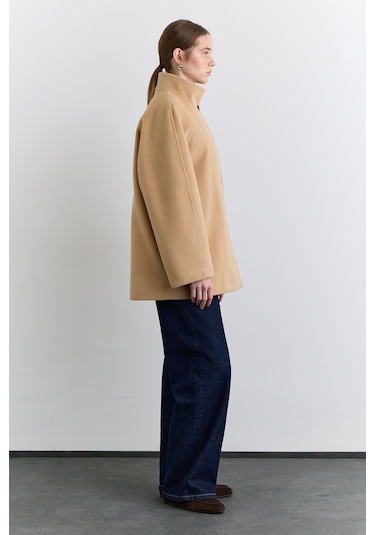 Manuka Yüksek Yaka Kruvaze Kaban Camel Aw25kbn00019-05 Camel