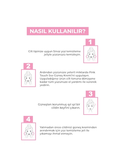 ﻿Sinoz Pink Touch Yüksek Koruyucu Ton Eşitleyici Pembe Yüz Güneş Kremi SPF50+ 50 ML