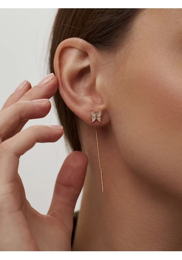Marıola Uzun Sarkıtlı Küpeler Gümüş 925 Kelebekler 229658619 Altın