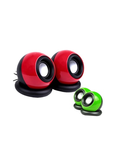 1 Çift Yeşil Mini Multimedya Hoparlörleri, Stereo Ses Ve Ses Kontrolü İle Dizüstü Bilgisayarlar İçin 3.5mm Bilgisayar Hoparlörleri