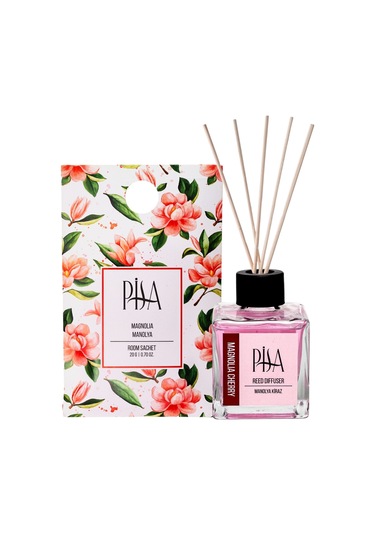 Pisa Manolya Kiraz Bambu Çubuklu Oda Kokusu 100 ML + Manolya Oda Kesesi 20 G