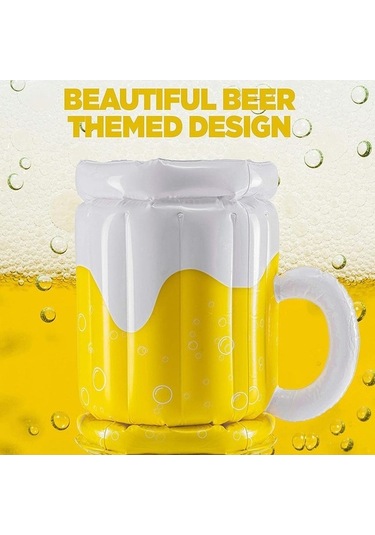 Pazly Pvc Şişme Soğutucu Bira İçecekleri Açık Kamp Barbekü Havuzu Plaj Partisi İçin Buz Kovası Beyaz - Sarı Beyaz - Sarı