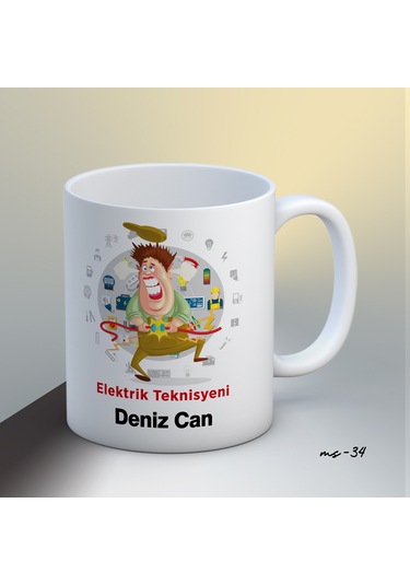 Kişiye Özel Elektrik Teknisyeni Temalı Kupa Bardak Beyaz