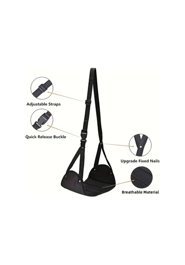 Dashanshop Siyah Uçak Ayak Dayama Yastığı, Seyahat Hamak, Ofis Pedalı, Yorgunluk Giderici Siyah 1 Parça