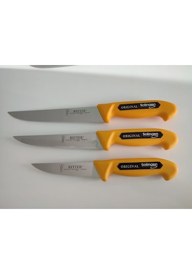 Solingen Kasap Bıçağı 3 Adet 21cm+18cm+13cm Sarı