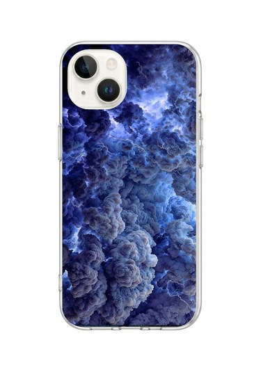 iPhone 13/14 Uyumlu Mor Bulutlar Baskılı Silikon Kılıf Renkli
