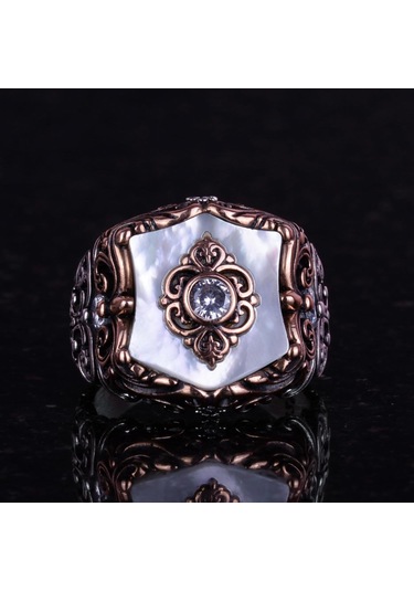 Gerçek Doğal İnci Taş Yüzük, Vintage Erkek Yüzüğü, 925 Ayar Katı Gümüş Yüzük Özel Yapım Gümüş