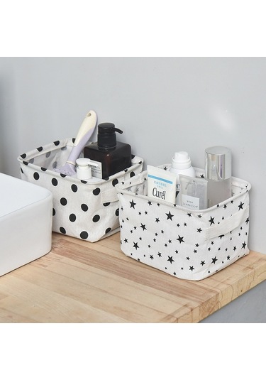 Sones 2 Adet Tuval Masaüstü Depolama Sepeti Saplı Çeşitli Eşya Saklama Kutusu Çapraz