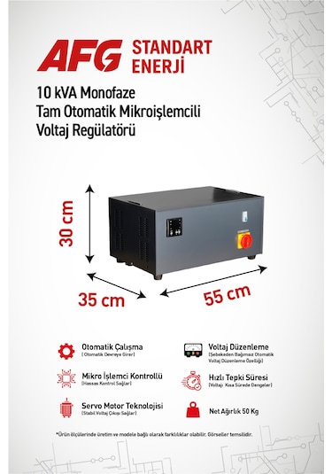 10 Kva Monofaze Tam Otomatik Mikroişlemcili Voltaj Regülatörü