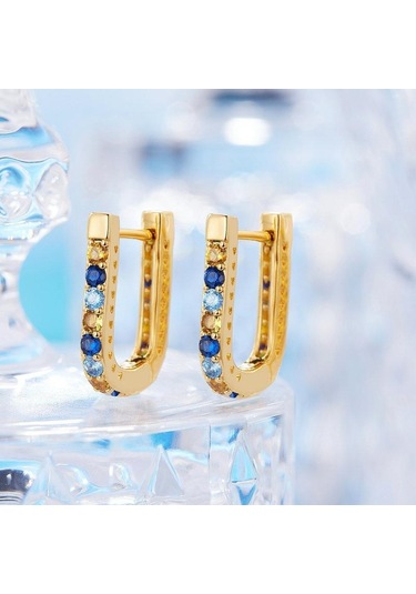 Bamoer 925 Ayar Gümüş Klasik U Şeklinde Kulak Tokaları Küpe Kadın Parlayan Zirkon Küpe Güzel Takı Hediye L