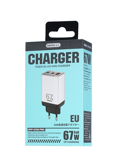 Remax Rp-u159pro Figen 67w 2c1a Gan Seyahat Şarj Cihazı Telefon Hızlı Şarj Adaptörü Beyaz