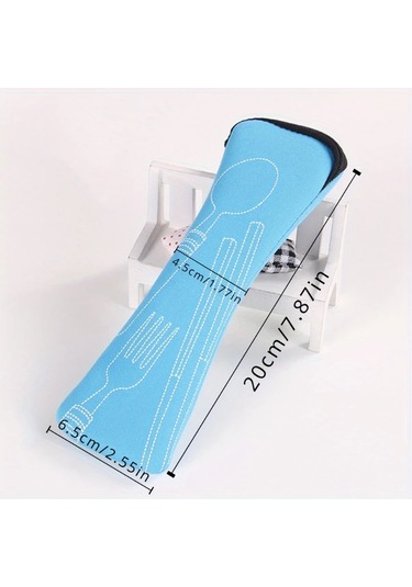 Chuangyinshop Mavi Fermuarlı Sızdırmaz Çatal Bıçak Organizer Çantası Kamp Ofis Seyahat Mavi 1 Adet