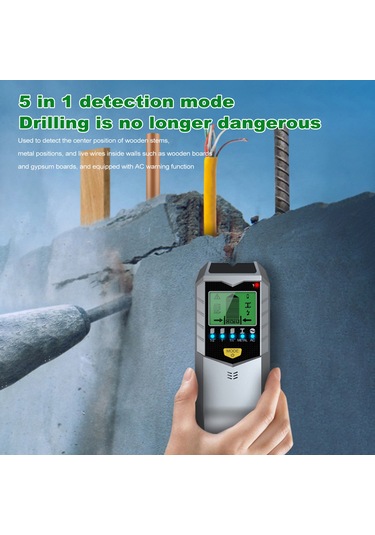 Aubyhe Gümüş Duvar Tarayıcı - Ahşap/metal/ac Tespiti, 5 Seviye Derinlik, Lcd Ekranlı, Taahhüt/iç Mimarlık İçin Pil Dahil Değil