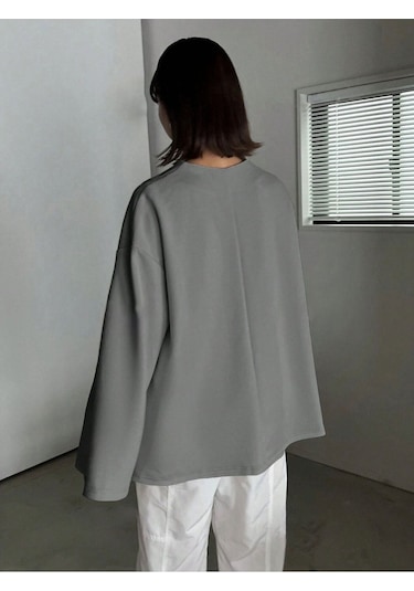 Know Kadın Füme İspanyol Kol Bol Kalıp Fermuarlı Modest Bluz Füme
