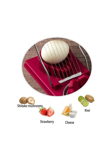 1 Adet Paslanmaz Çelik Yumurta Kesici Yumurta Dilimleyiciler Çok Fonksiyonlu Meyve Sebze Kesme Mutfak Aksesuarları Dilimleme Pişirme Aletleri Kırmızı