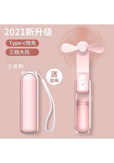 Hangfox Kadın Pembe Mini El Ventilatörü - Usb Şarjlı, 24 Saat Sürekli Venti, Çaprazlanabilir, Hafif, Üniversite/ev Kullanıma Uygun, Logo