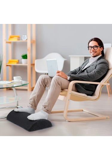 Mufunye Ofis Ayak Destek Yastığı, Yüksek Esneklikli Sünger, Kadife Kaplamalı, 45x30x10cm, Siyah Diğer