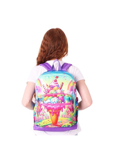 Elatae Su Geçirmez Kumaş Kız Çocuk Çok Gözlü Ortopedik Sırt Okul Çantası L5251 Lila