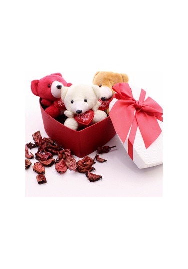 Dekoratif Sevgiliye Eşe Sürpriz Hediye Kalp Kutuda Mini Ayıcıklar Hediye Seti Sevgiliye Hediye STRGLBL75