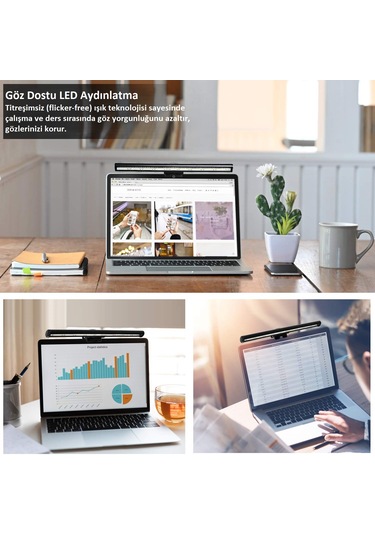 Venaliastore Laptop Üstü Ekran Işığı Led Göz Koruyucu Klipsli