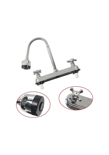 Paslanmaz Çelik Dualfonksiyon Spout, Paslanmaz Çelik Çift Tutar Mutfak 360 Derece Dönen Musluk, Rv Mutfak Musluğu İçin Uygun Paslanmaz Çelik