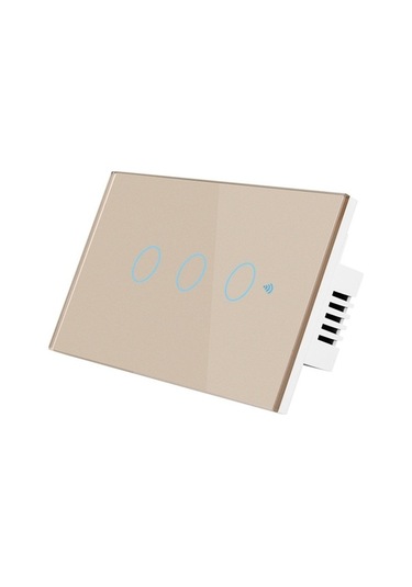 Pazly Tc120 Wifi Akıllı Işık Anahtarı - Cam Dokunmatik Panel - Sesle Kontrol - Alexa & Google Home Destekli - Altın