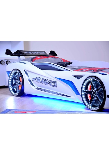 Setaymobilya Arabalı Yatak - Mercedes- Beyaz Full + Full Ledli